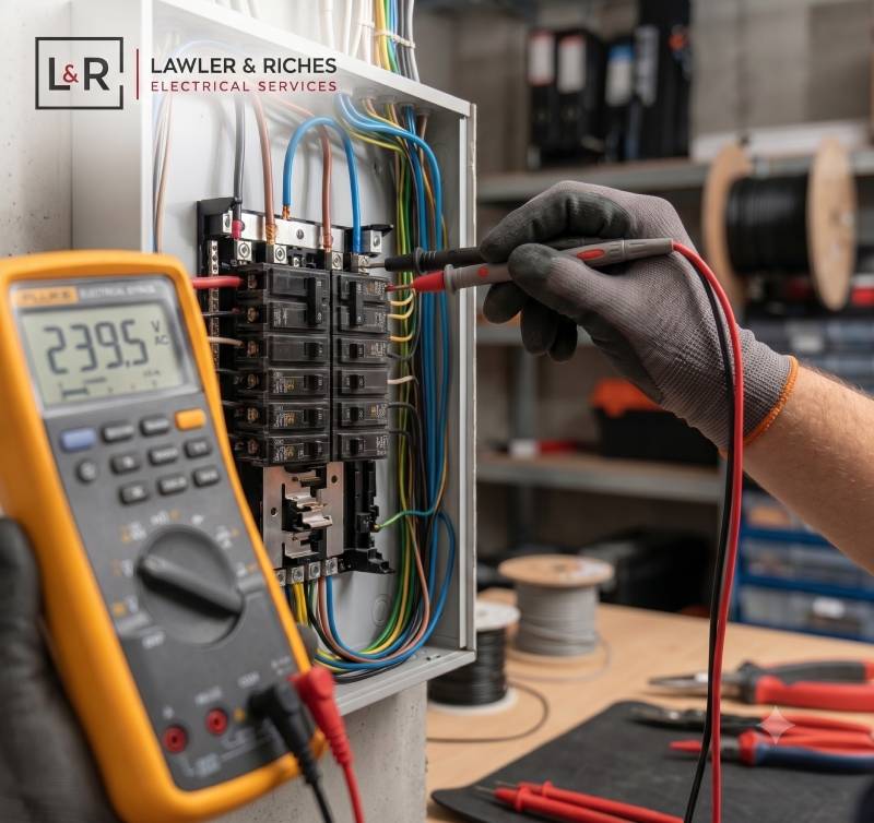 Electrician configuring a modern wall smart switch